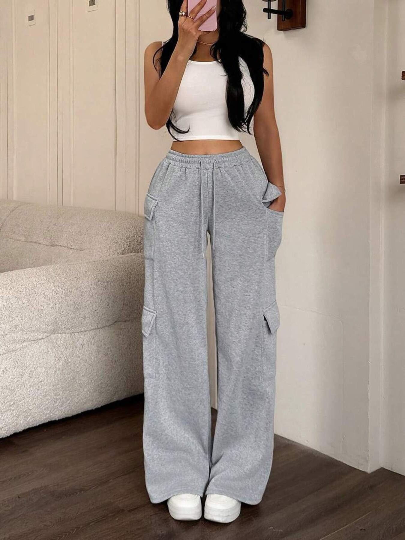 Casual Drawstring Loose Fit Pants