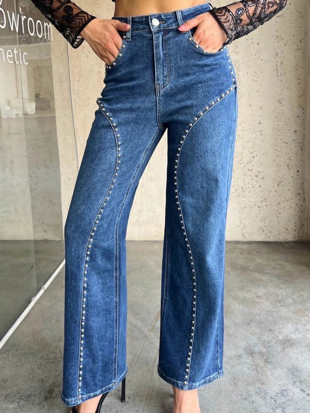 Studded Wide Leg Jeans