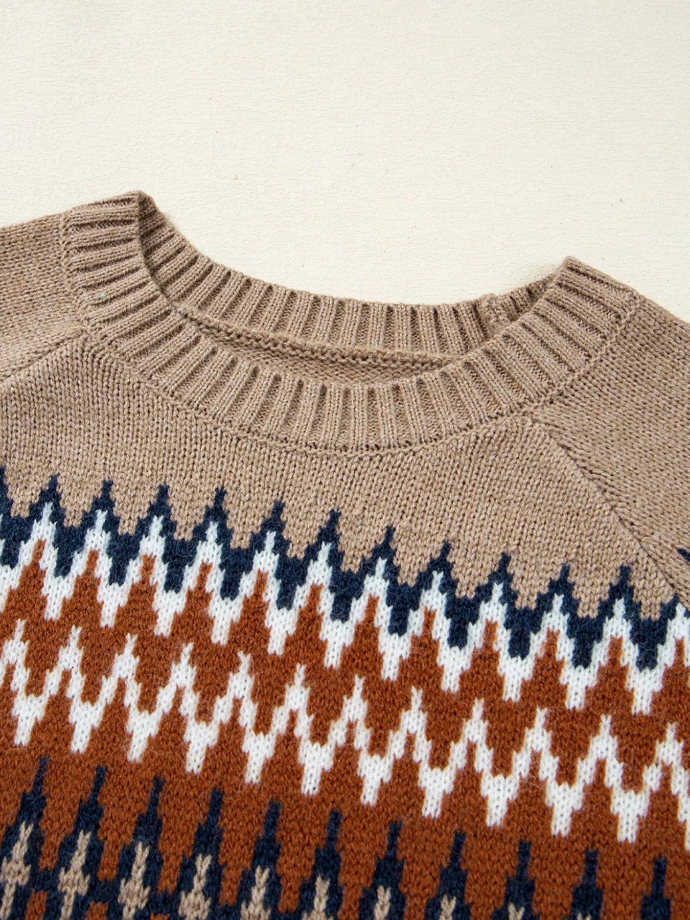 Color Block Crew Neck Sweater