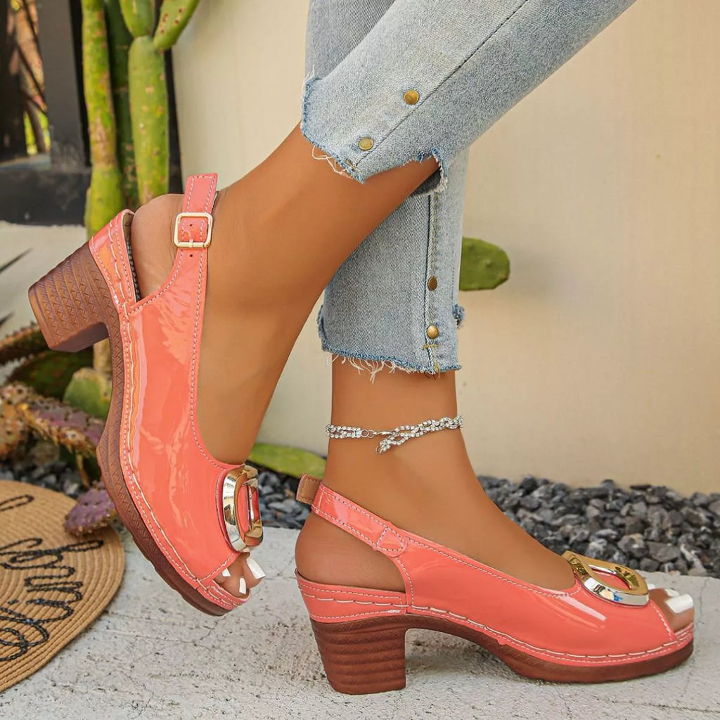Peep Toe Block Heels Sandals