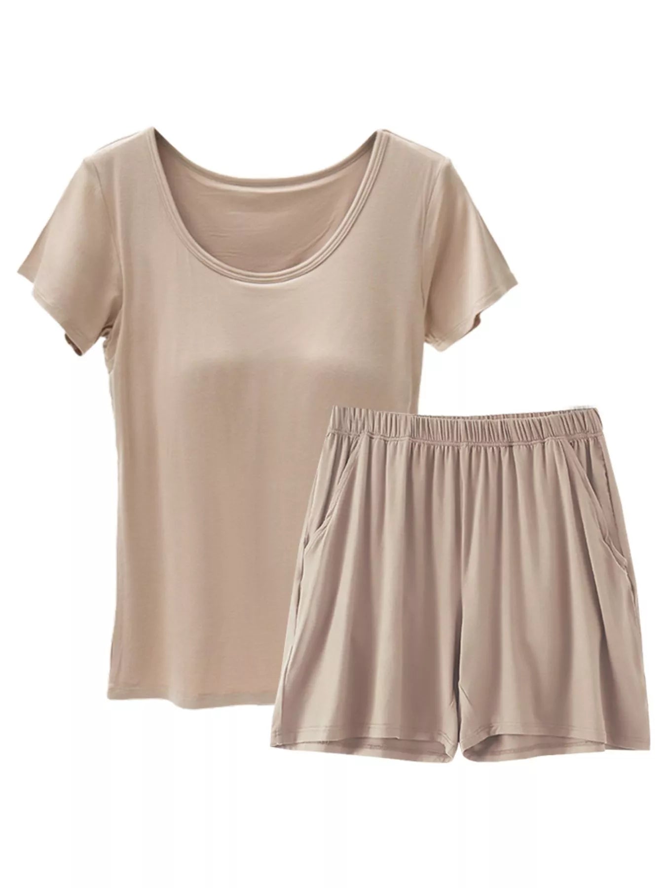 Plus Size Padded Modal Short Sleeve T-Shirt and Shorts Set