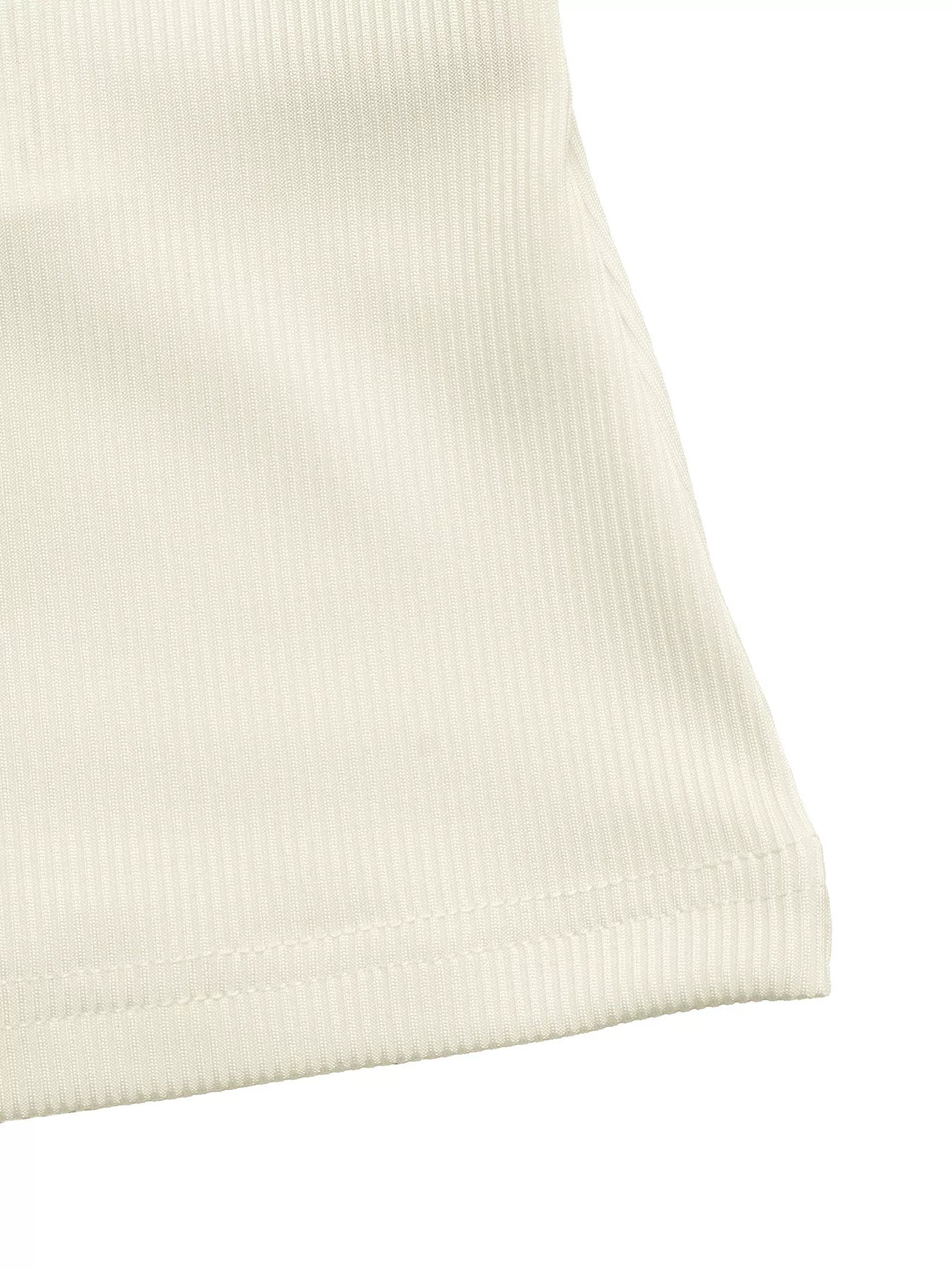 Ribbed Knit Bow Decor V-Neck T-Shirt