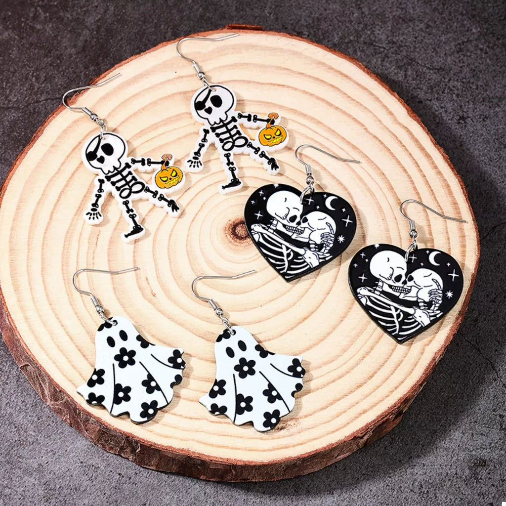 3 Pair Halloween Themed Acrylic Dangle Earrings