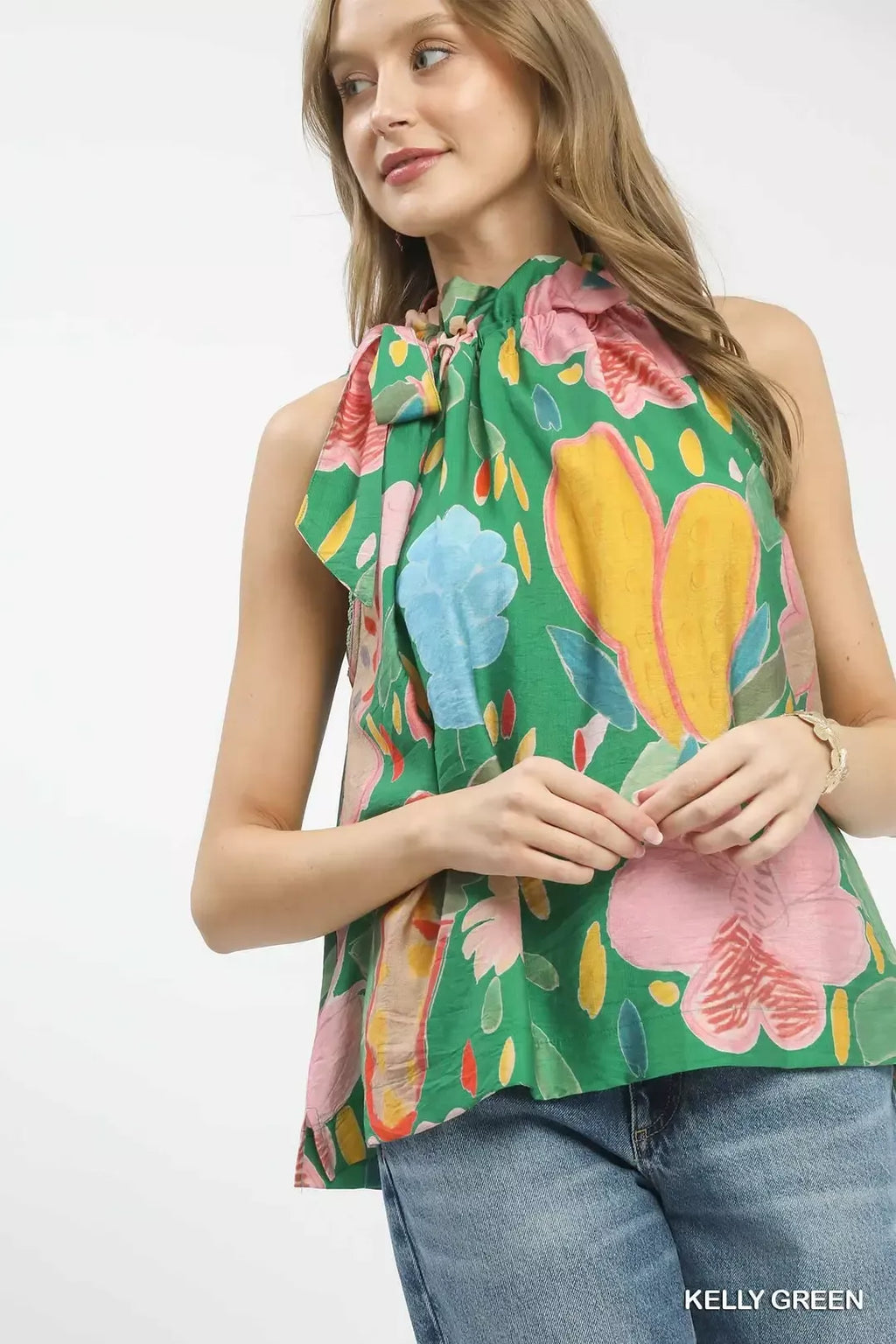 Umgee Multi-Color Floral Halter Neck Boho Top