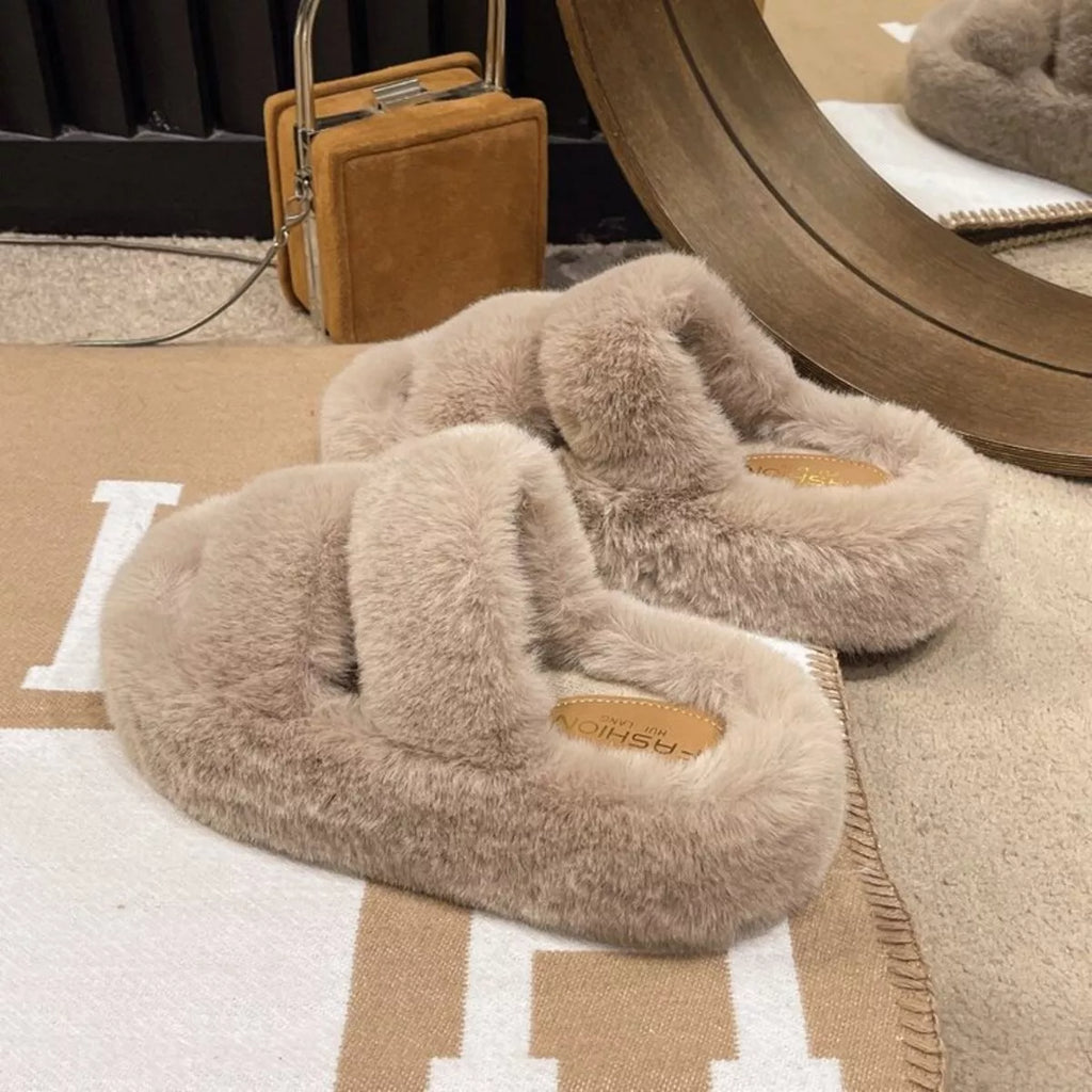 Fuzzy Open Toe Slippers