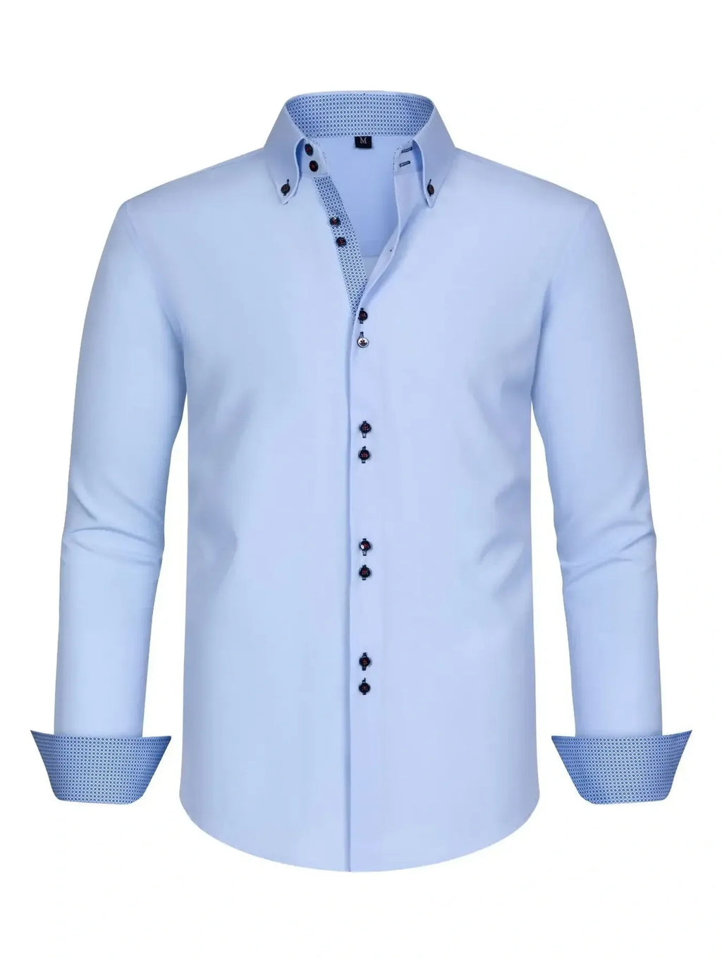 Men's Full Size Button-Down Casual Shirt with Contrast Cuffs Plus Size