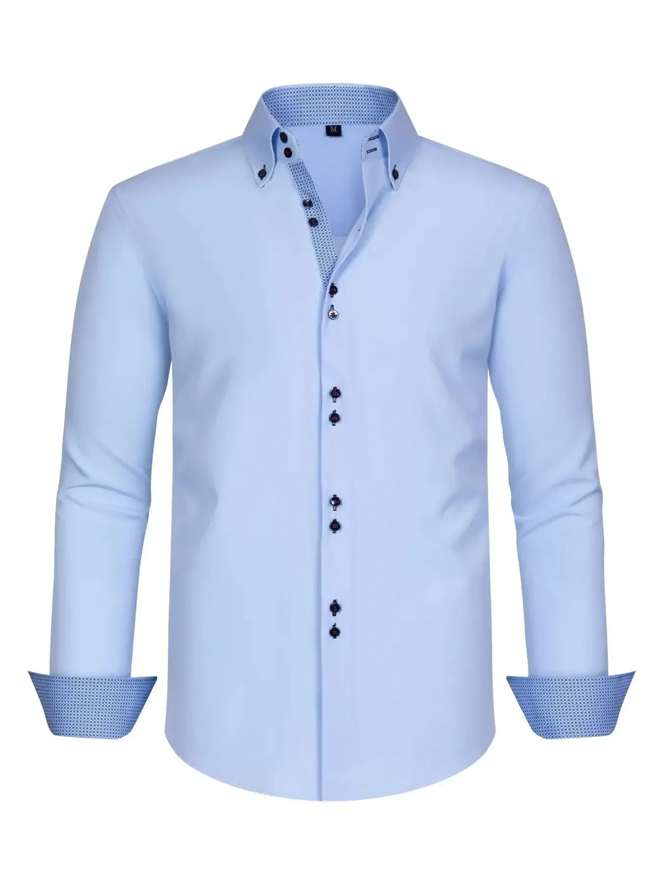 Men's Full Size Button-Down Casual Shirt with Contrast Cuffs Plus Size