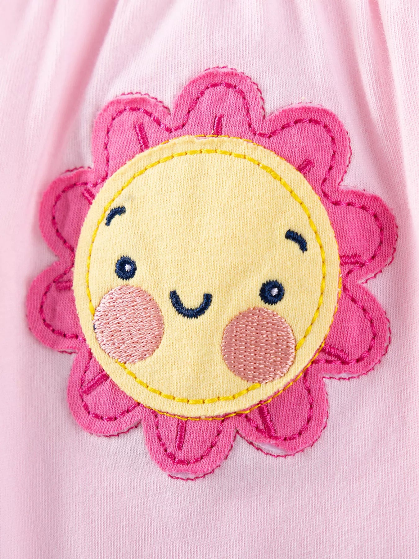 Children's Flower Appliqué Top & Rainbow Print Capri Set