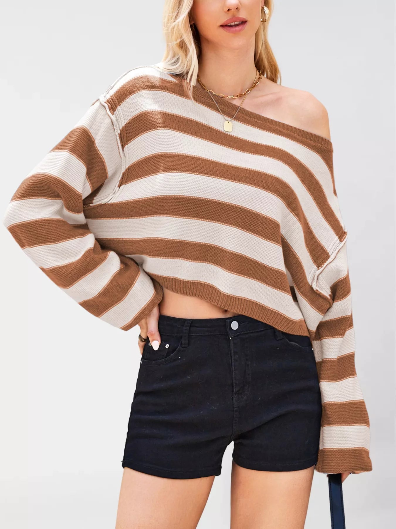 Striped Dropped Shoulder Sweater