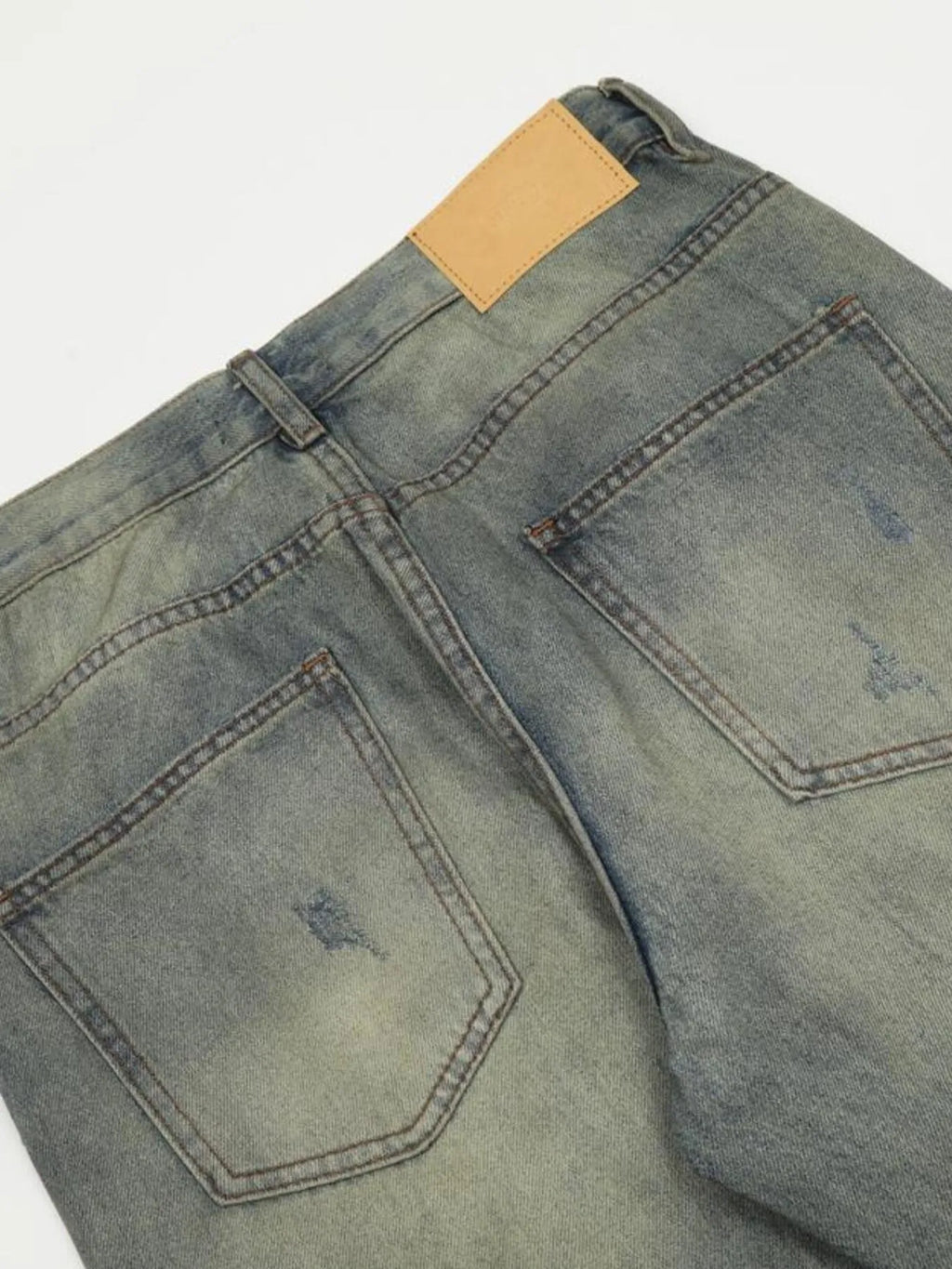 Men's Distressed Slim Bootcut Washed Jeans