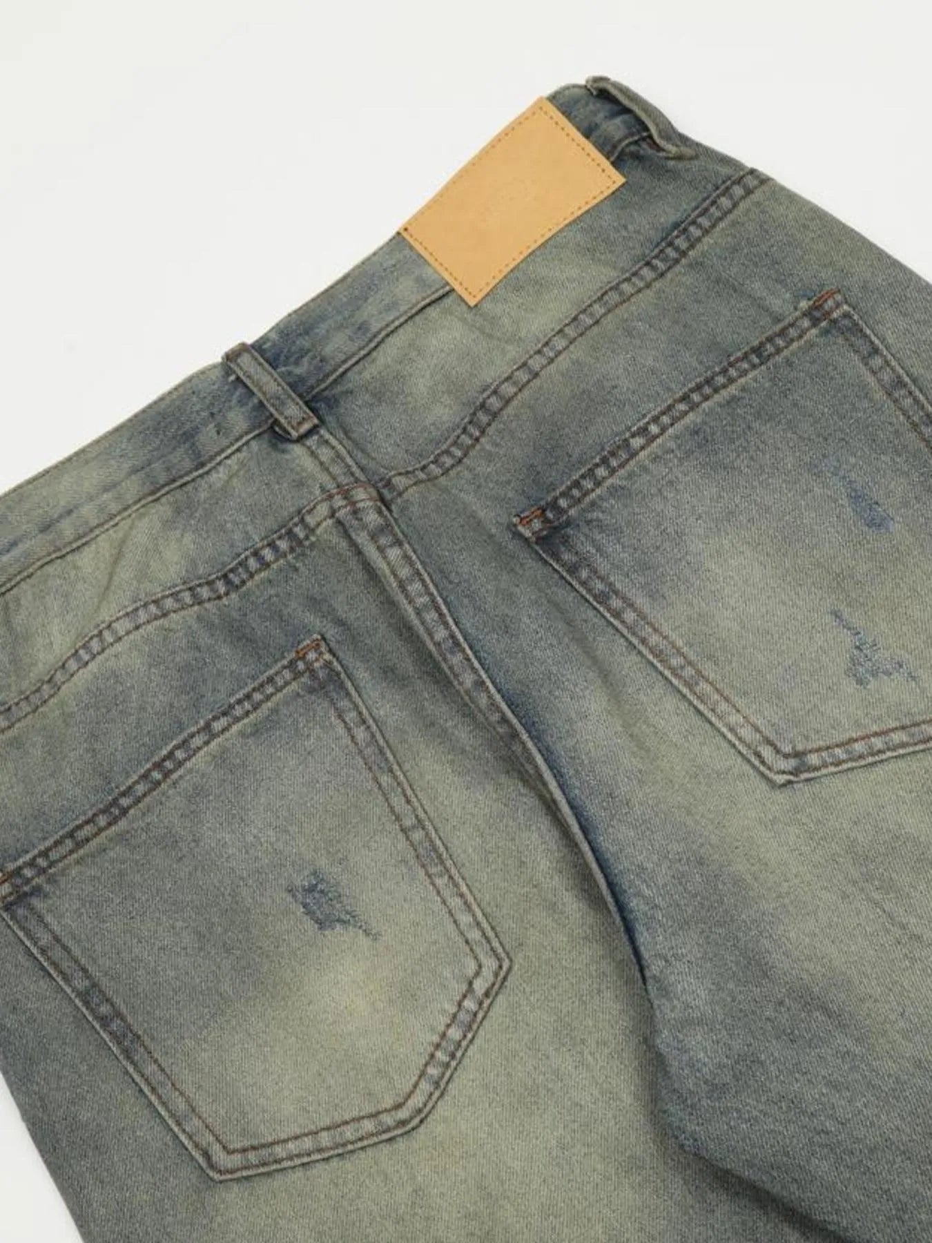 Men's Distressed Slim Bootcut Washed Jeans