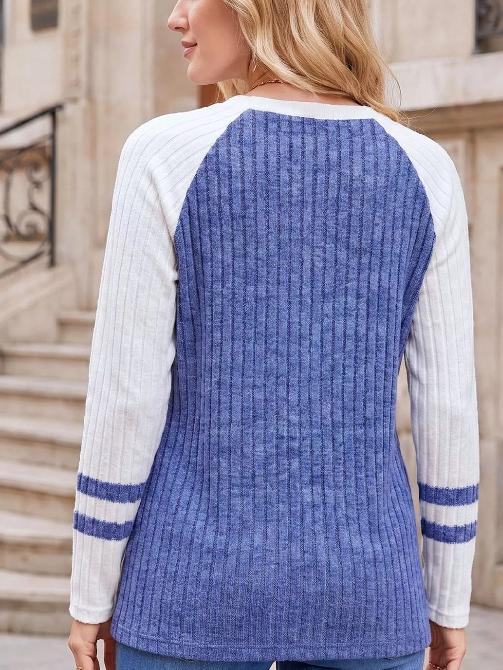Ribbed Raglan Sleeve T-Shirt