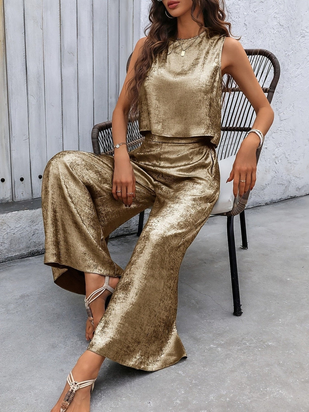 Round Neck Tank and Pants Set