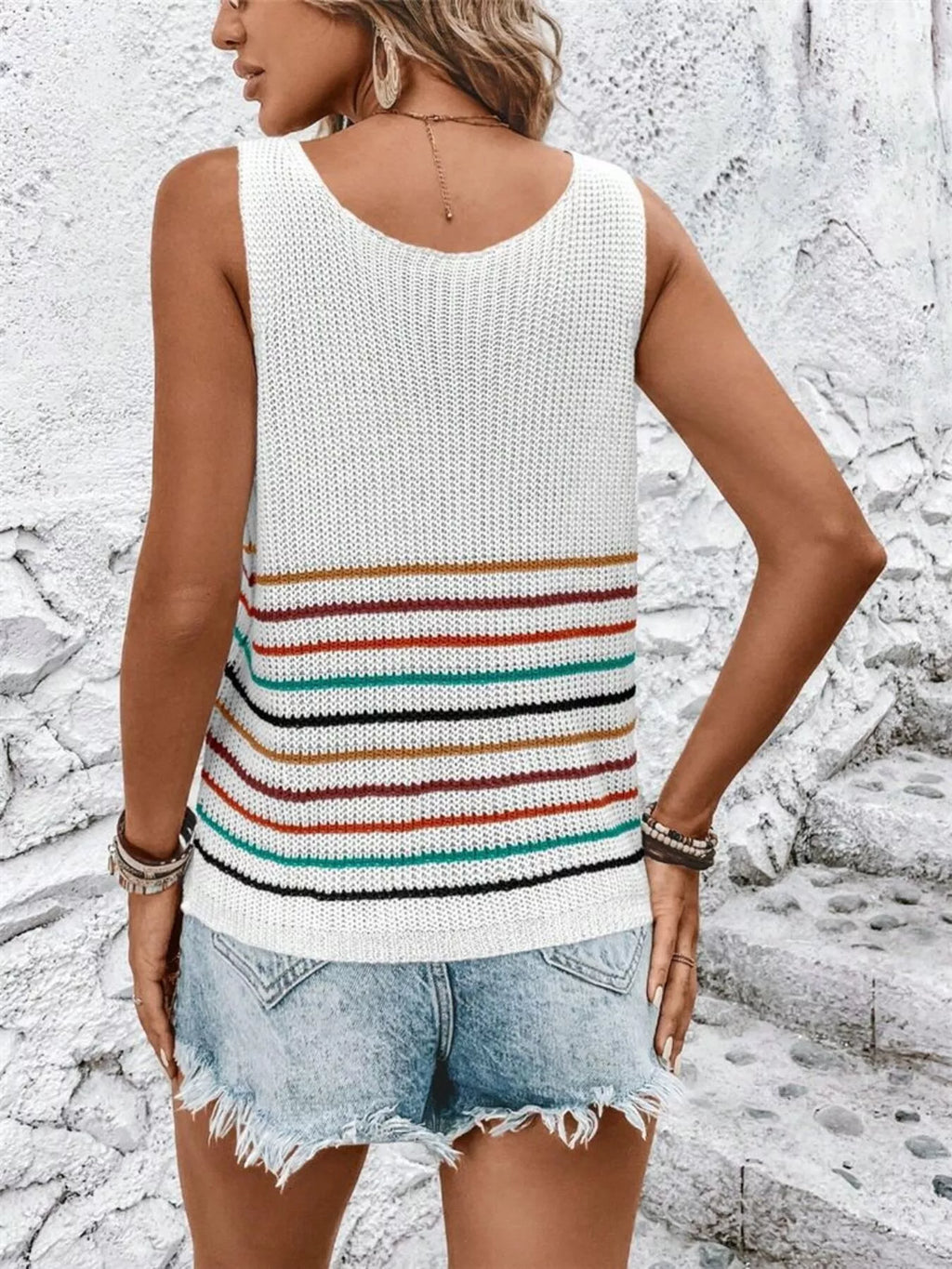 Striped V-Neck Sweater Vest