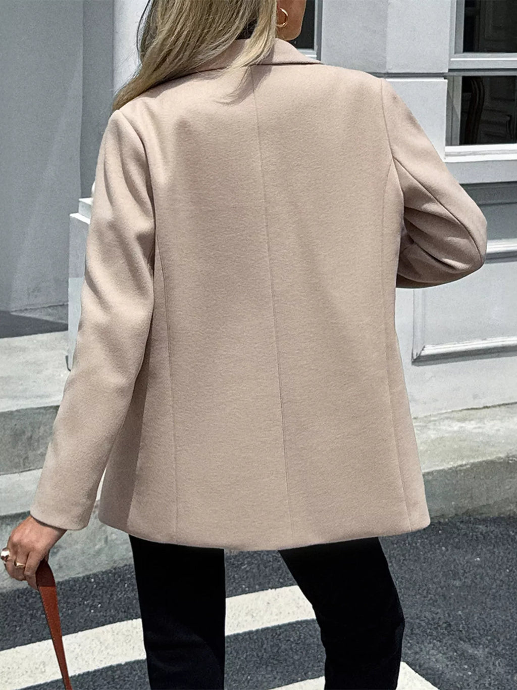 Lapel Collar Button Up Blazer