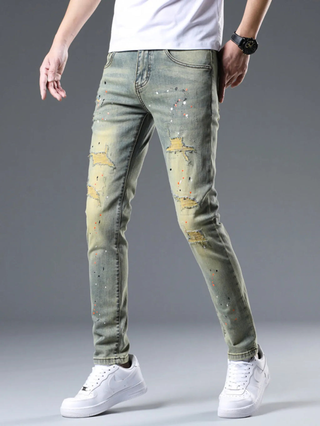Men's Distressed Slim Fit Jeans