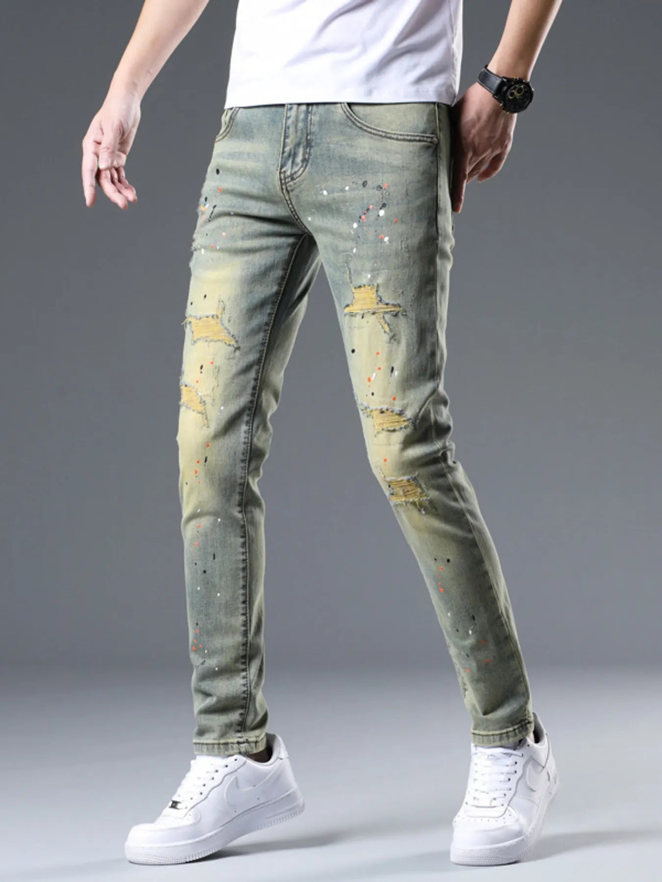 Men's Distressed Slim Fit Jeans