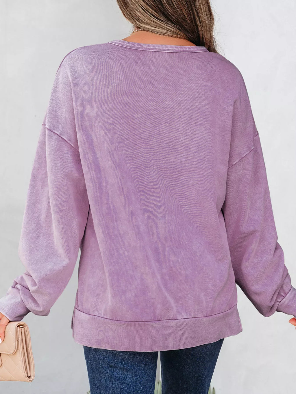 Mineral Wash Bow Patchwork Sweatshirt