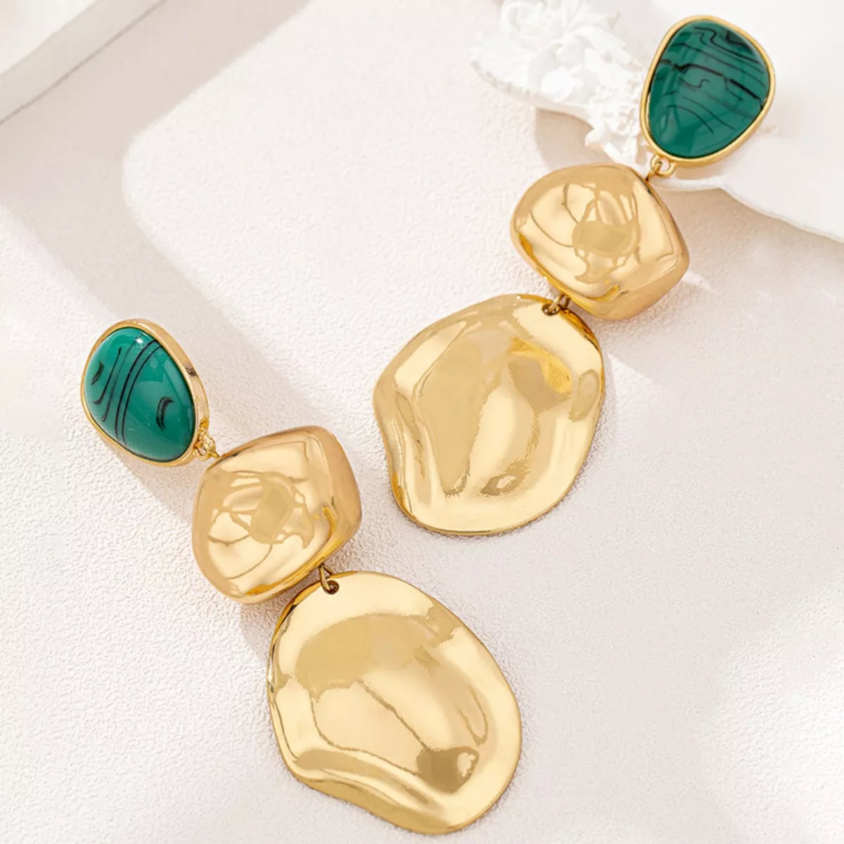 18K Gold-Plated Alloy Drop Earrings