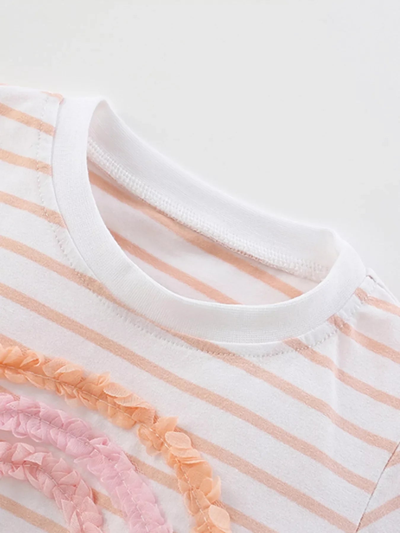 Children's Rainbow Striped Ruffle Trim Tee and Shorts Set