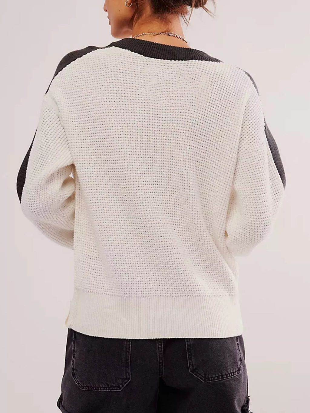 Color Block Waffle Knit Sweater