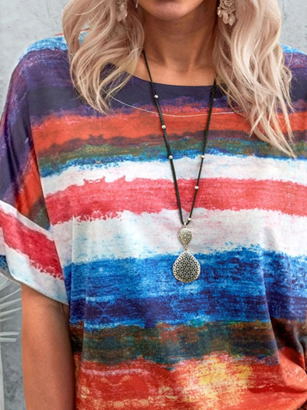 Contrast Round Neck Casual T-Shirt