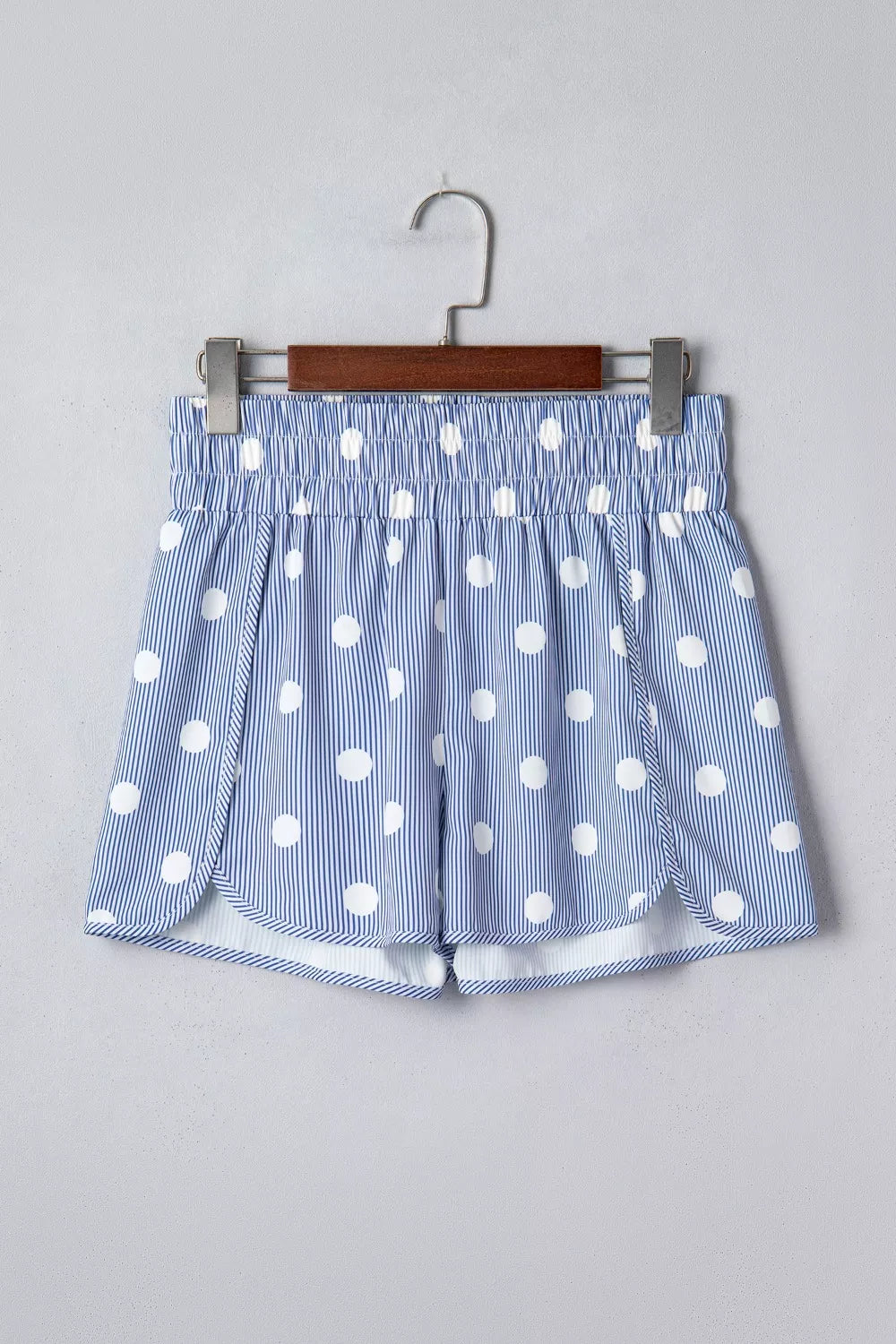 Polka Dot Striped Elastic Waist Shorts