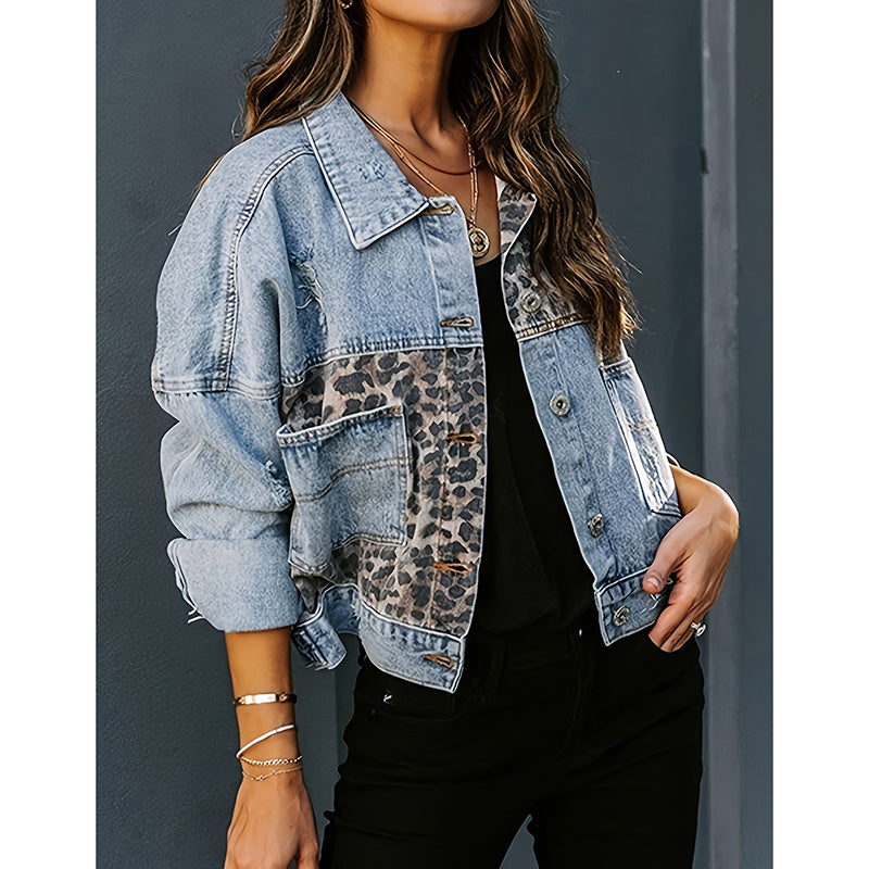 Women's Cropped Distressed Denim Jacket