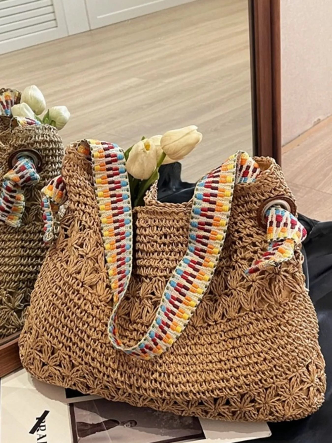 Woven Straw Shoulder Bag