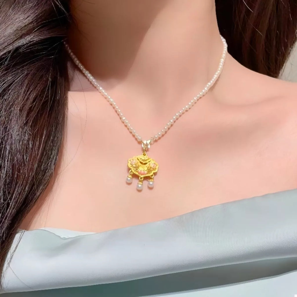 18K Gold-Plated Lotus Pendant Necklace