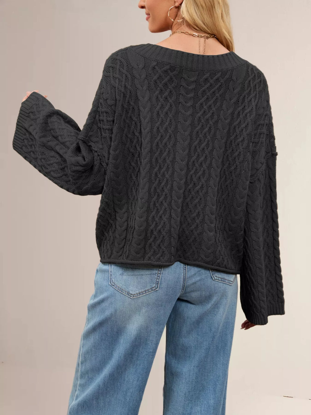 Cable Knit Button-Down Cardigan