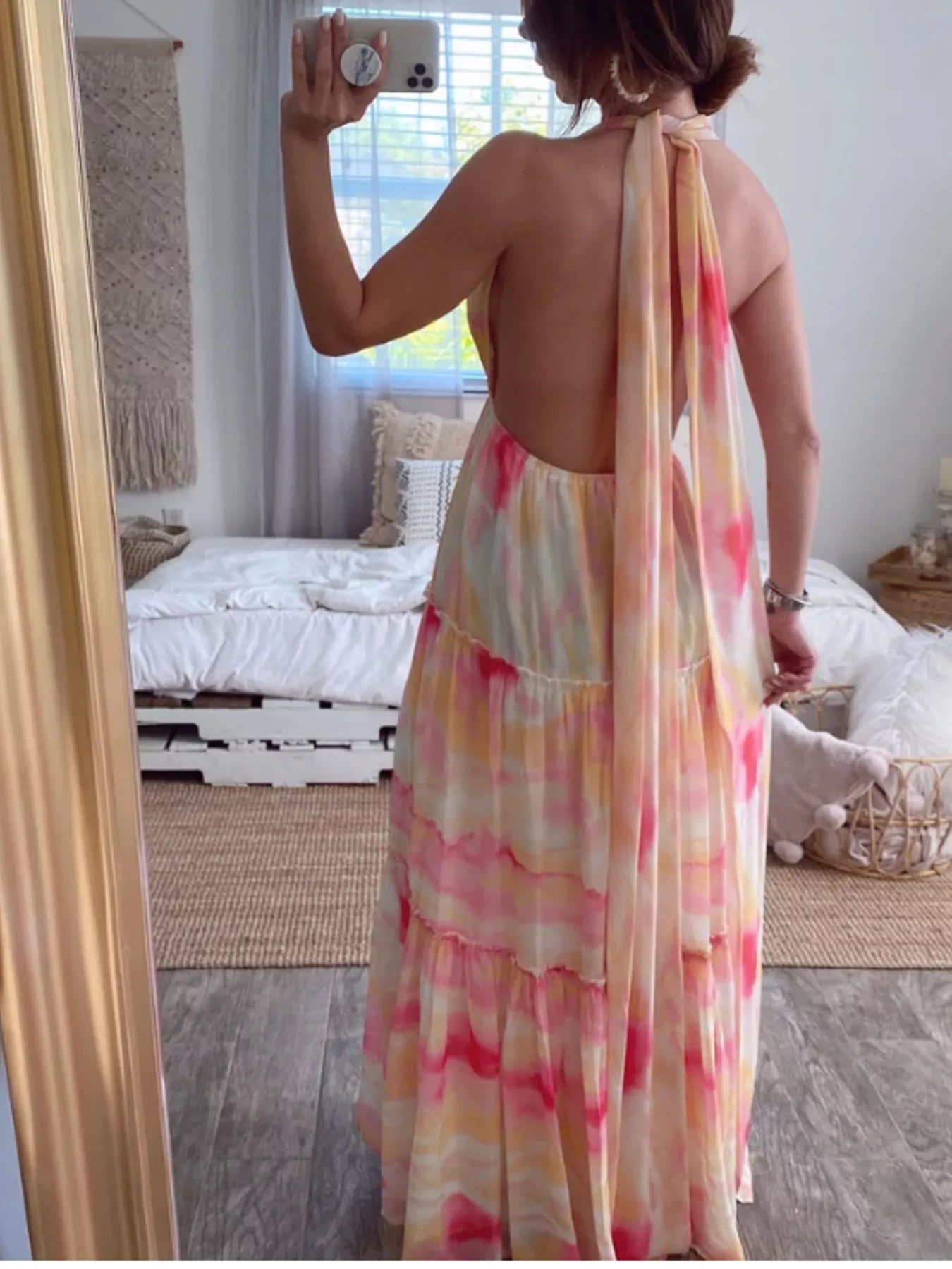 Tie-Dye Tiered Maxi Dress