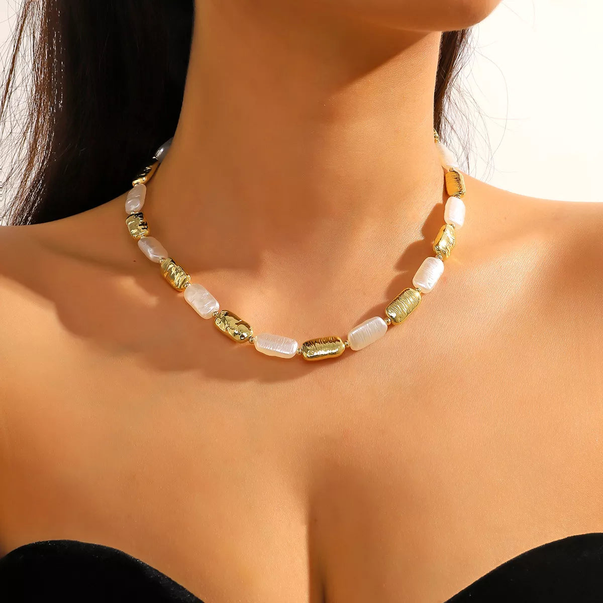 Alloy Pearl Chain Necklace