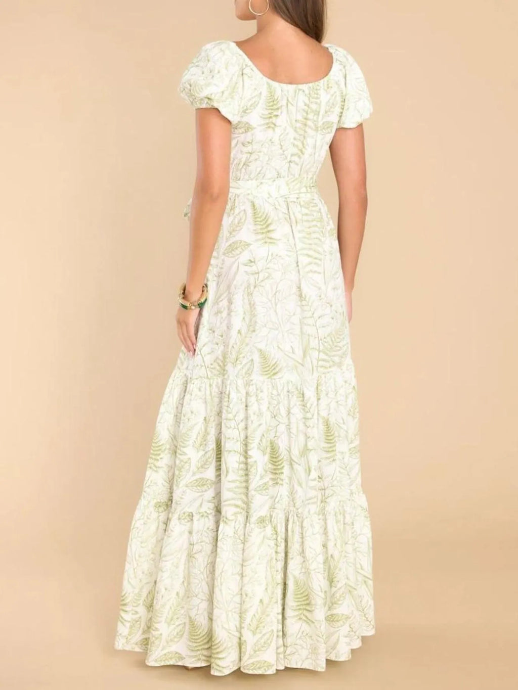 Printed Puff Sleeve Maxi Dress