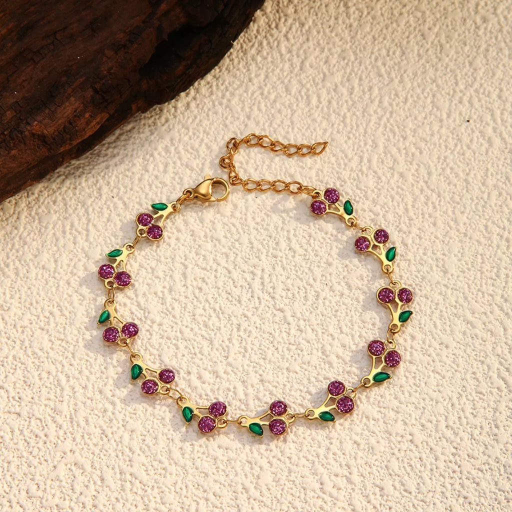 18K Gold-Plated Cherry Charm Bracelet