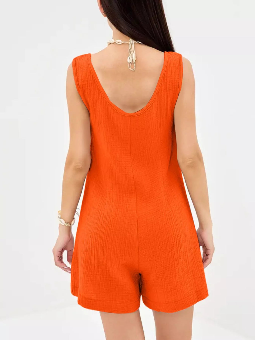 Casual Button-Down Sleeveless Romper