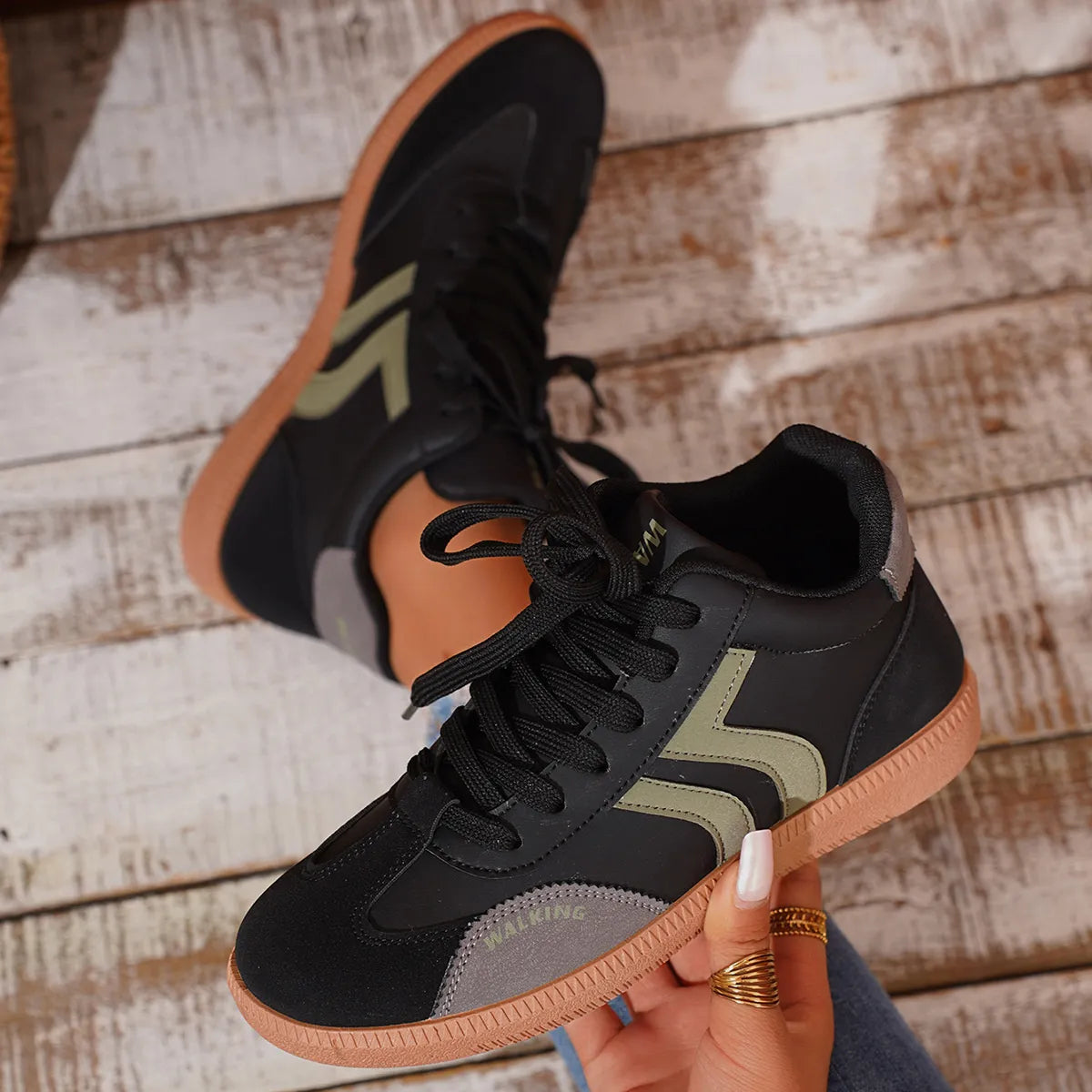 Round Toe Lace Up Sneakers