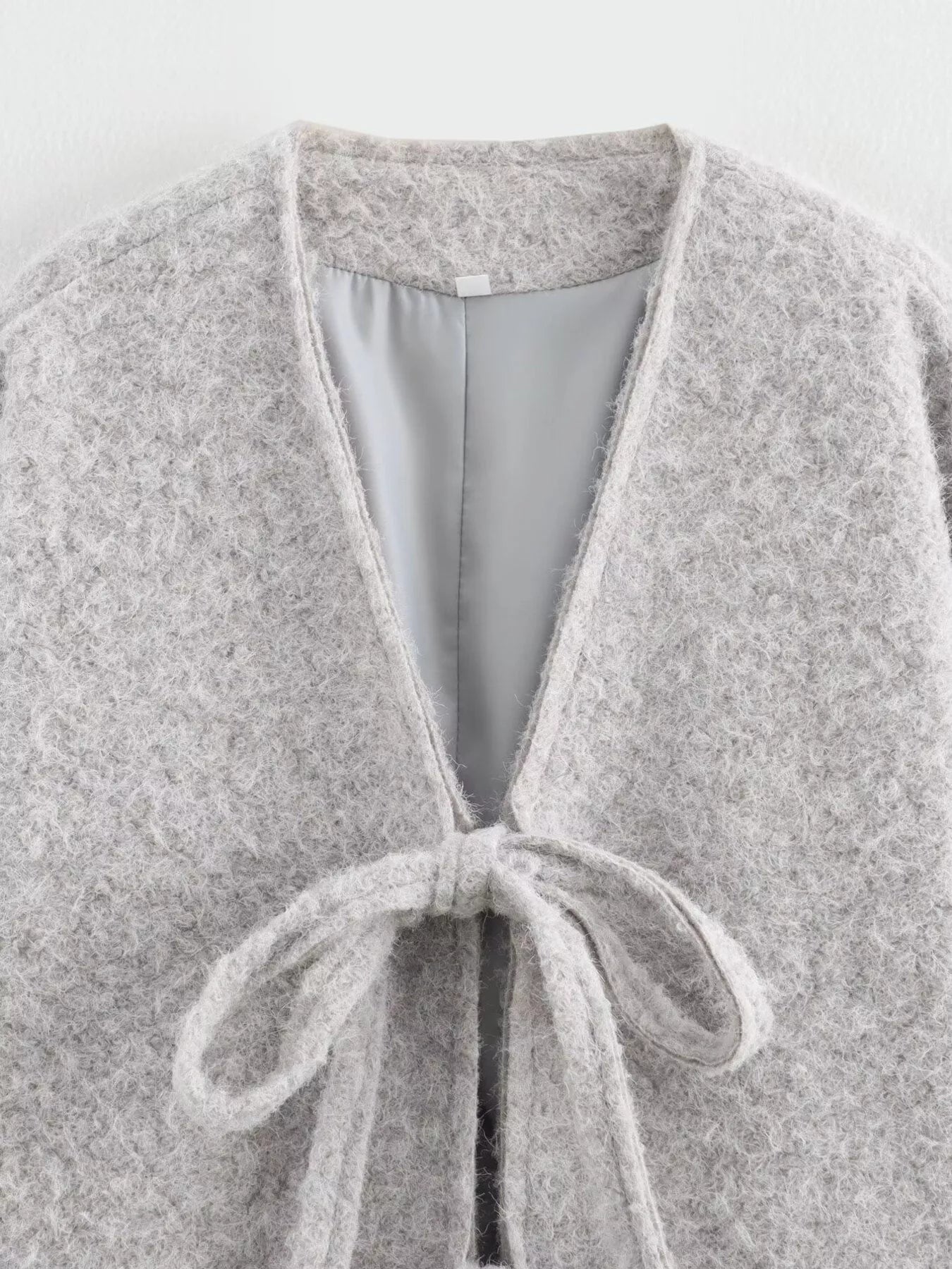 Textured Knit Tie-Front Outerwear