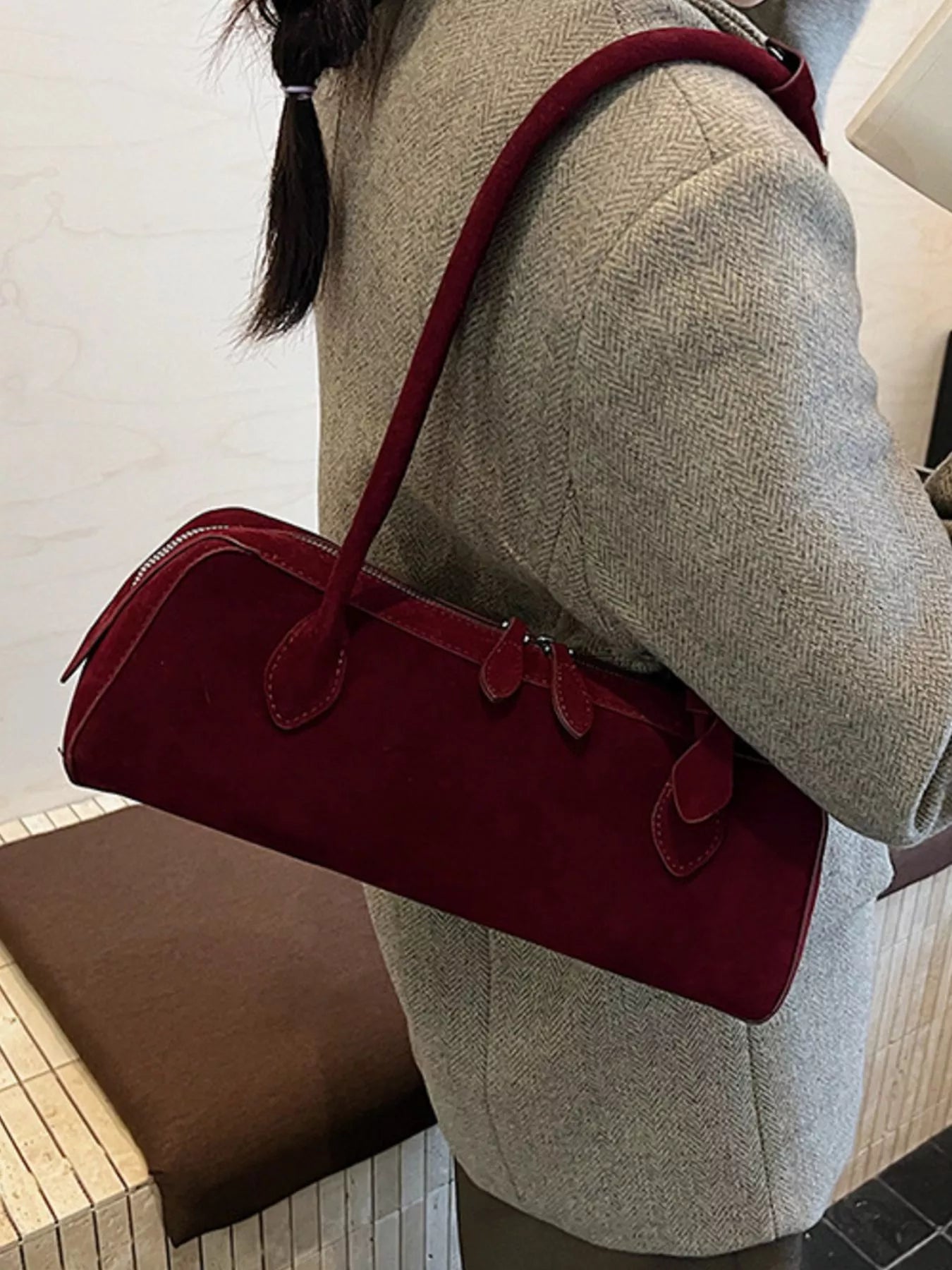 Solid Color Shoulder Bag