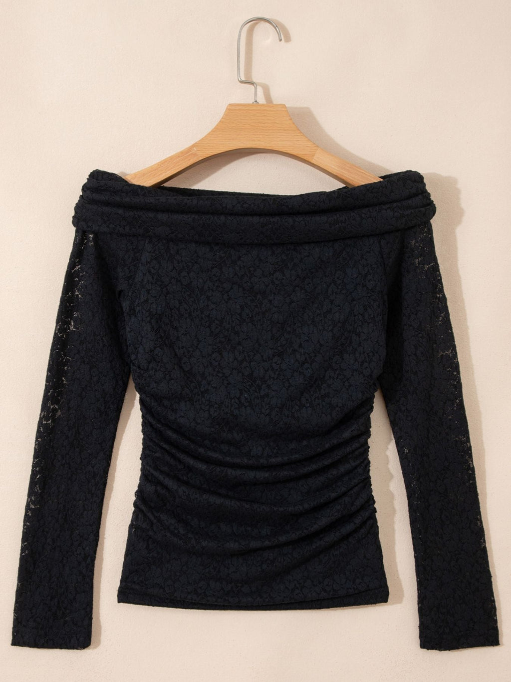 Floral Lace Off-shoulder Long Sleeve Slim Top