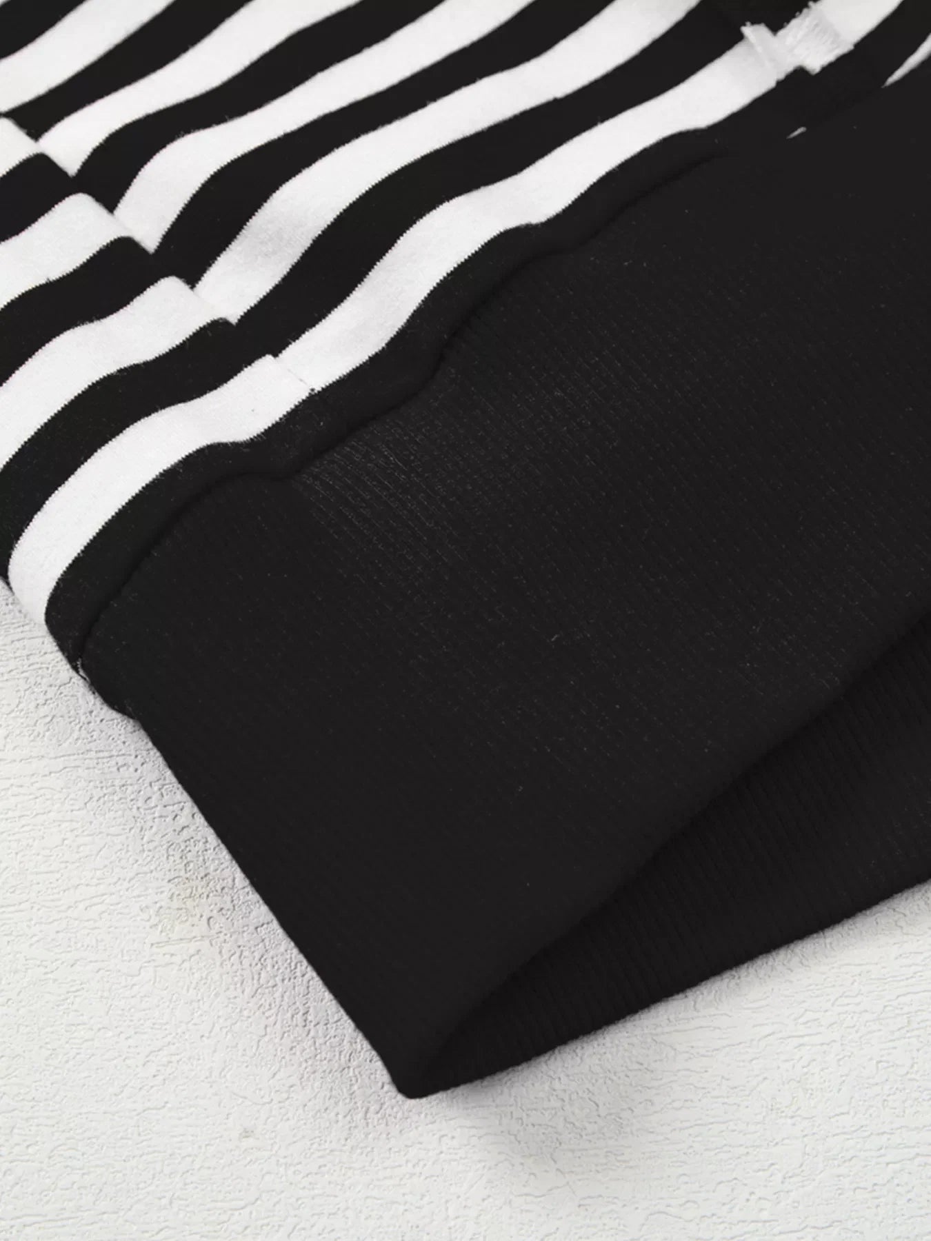 Stripe Exposed Seam Drop Shoulder Casual Pullover Top