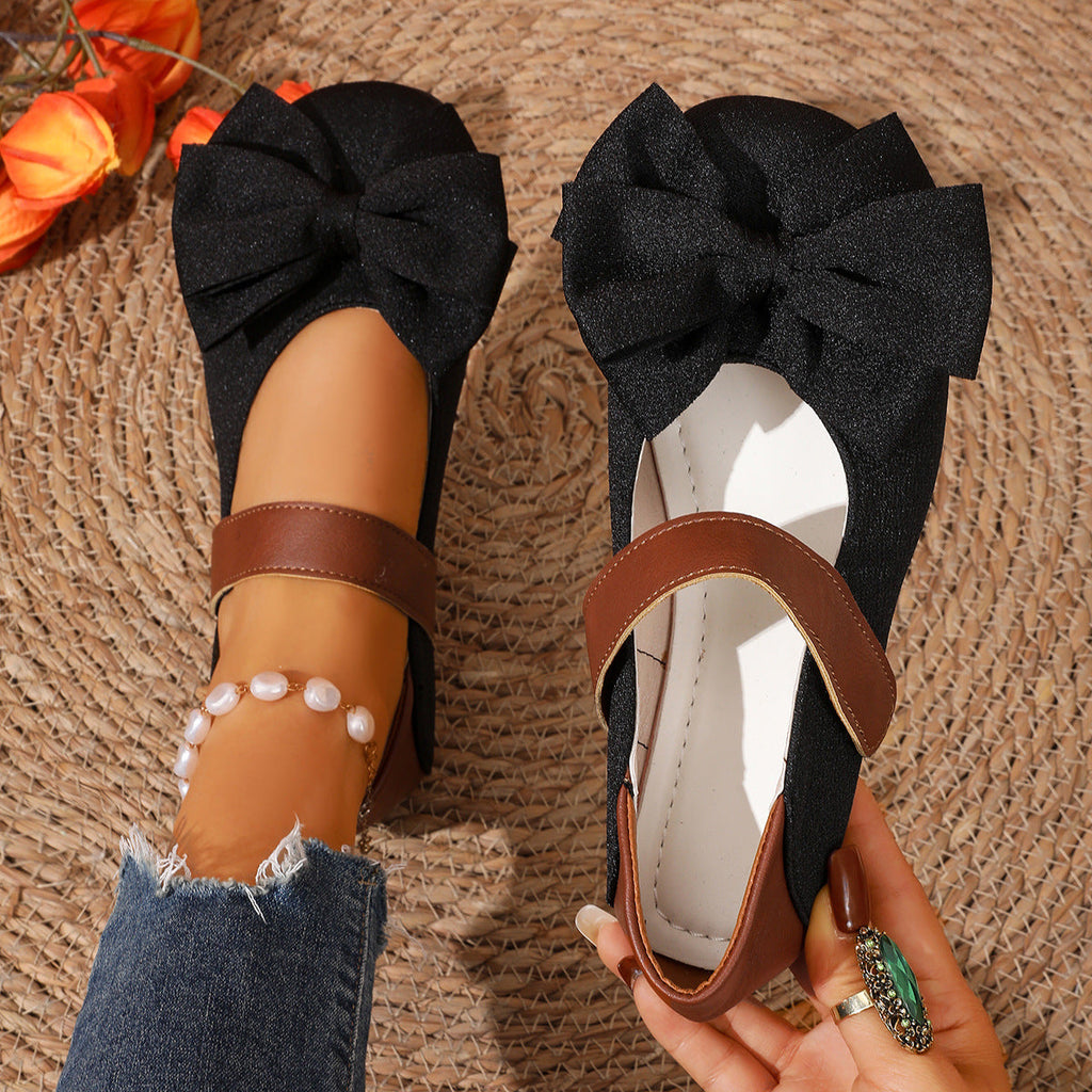 Bow Decor Round Toe Slip-Ons