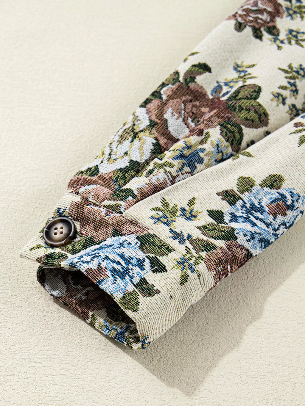 Floral Print Zip Up Contrast Collared Jacket