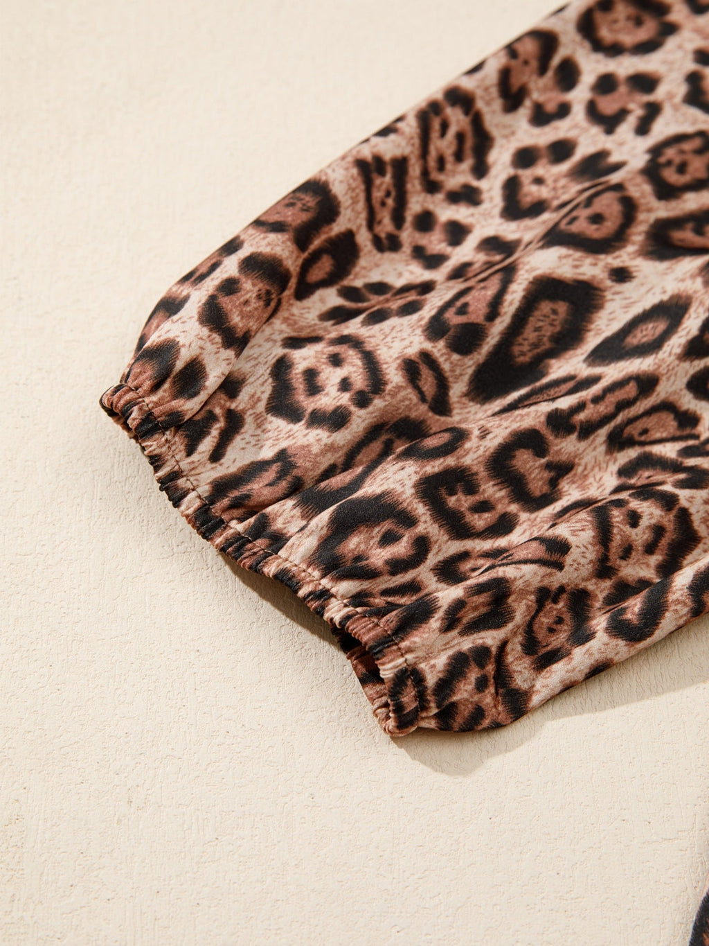 Leopard Bow Tie Puff Sleeve Blouse