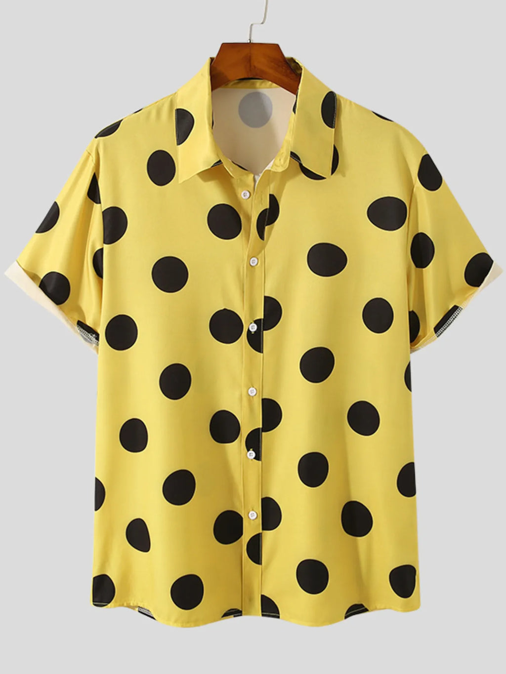 Men's Full Size Polka Dot Short Sleeve Button-Up Shirt Plus Size
