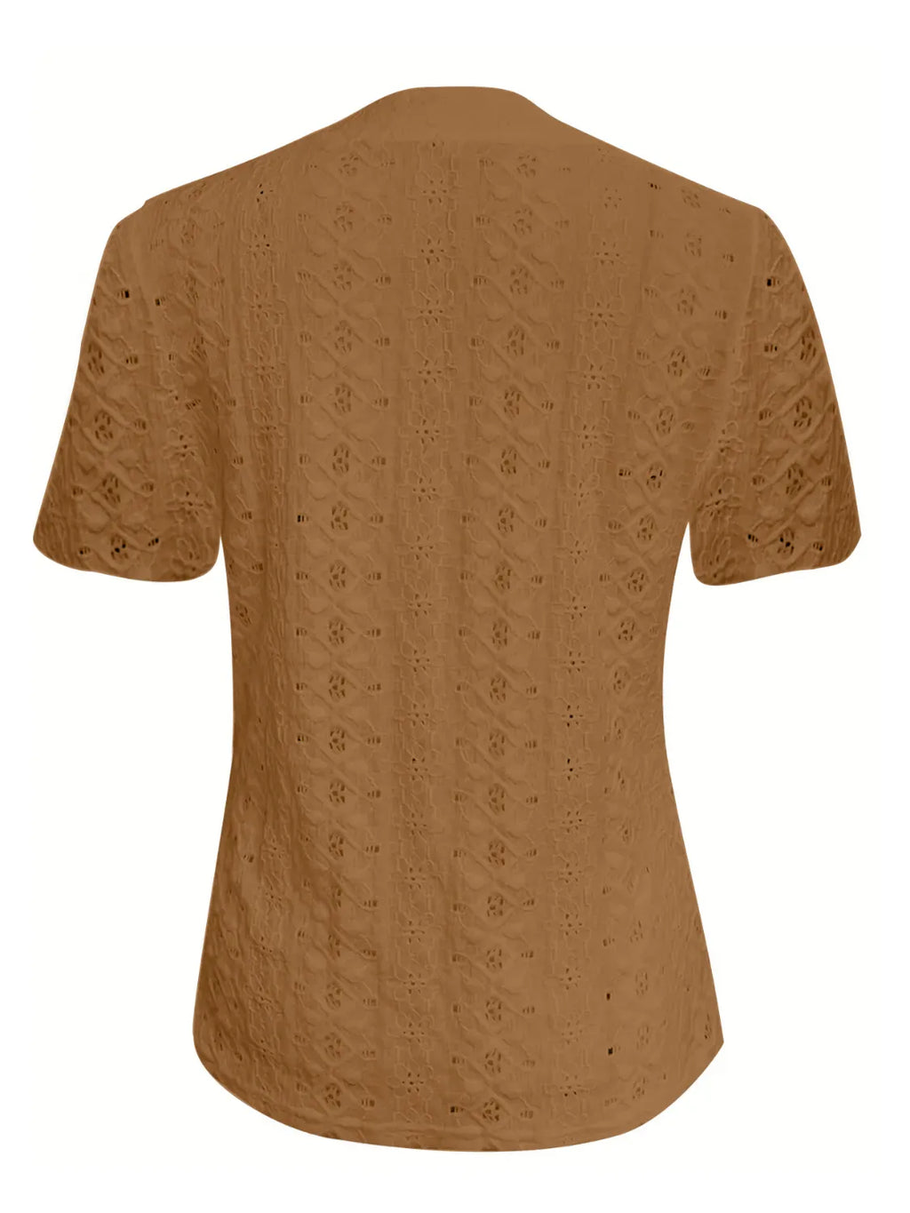 Openwork Notched Short Sleeve Top