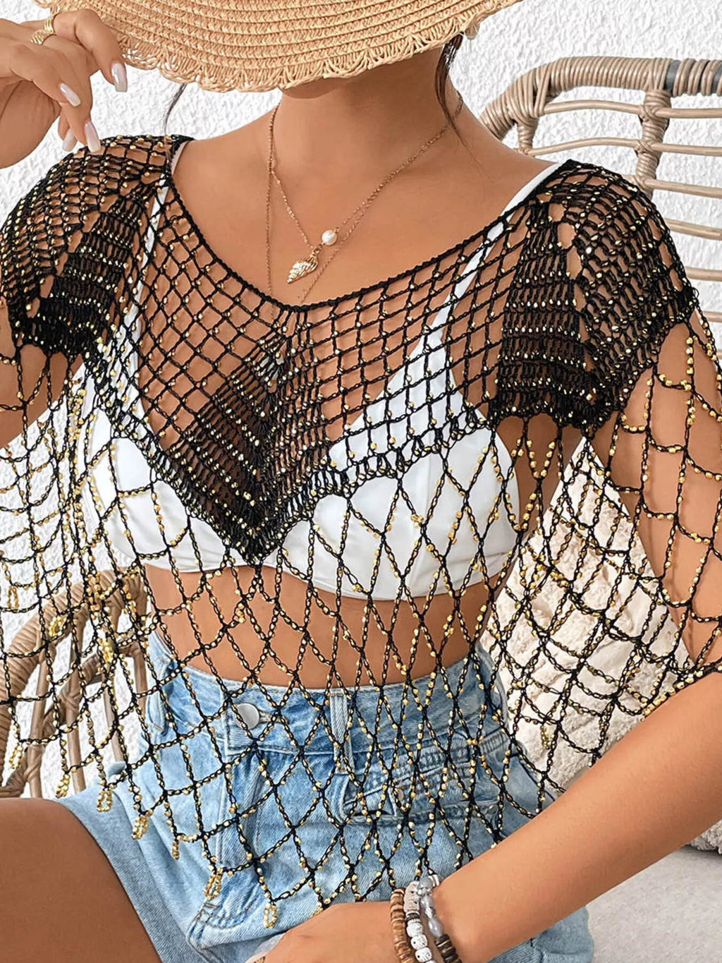 Beaded Crochet Cover Up