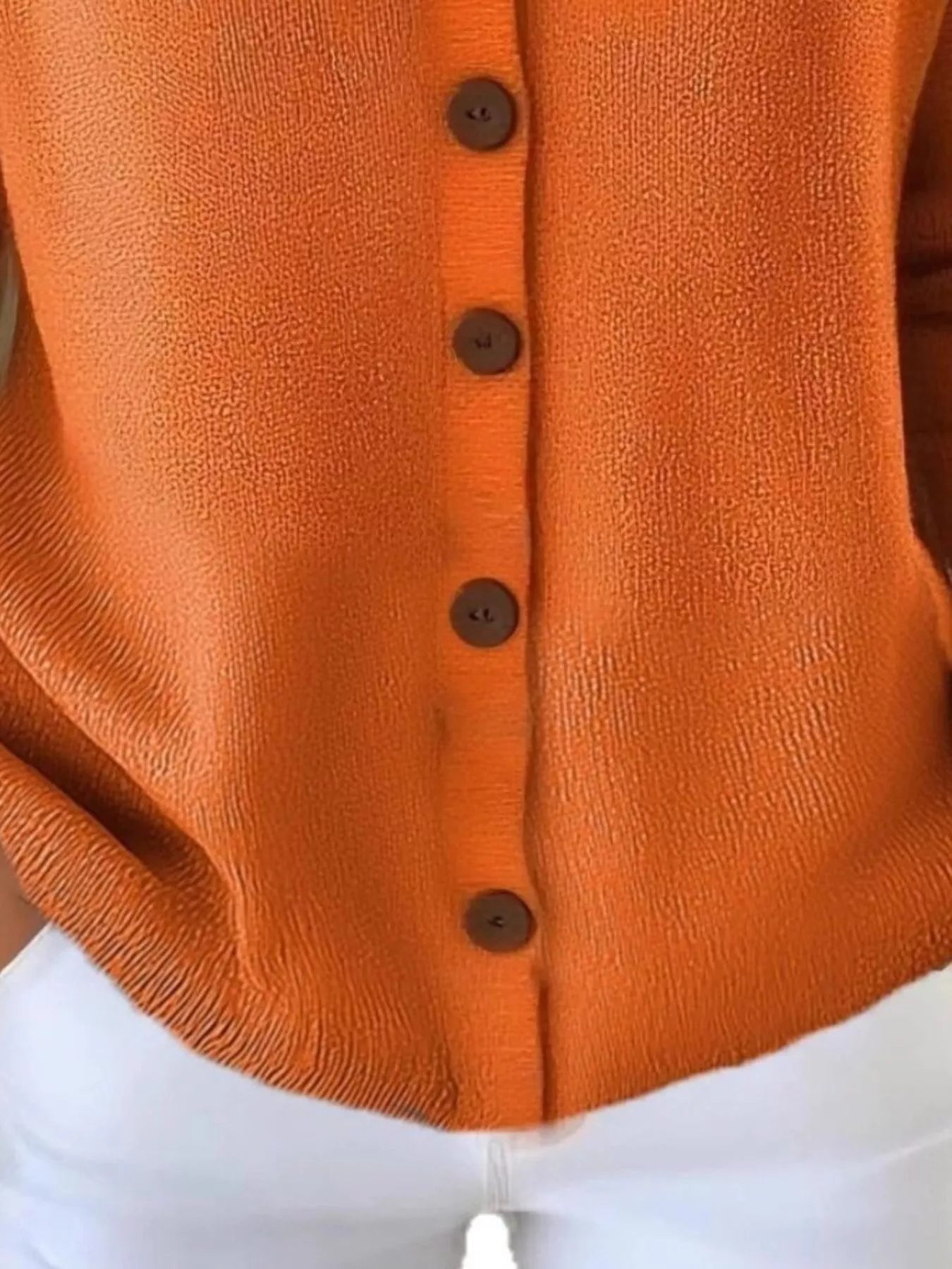 Full Size Button-Front V-Neck Cardigan Plus Size