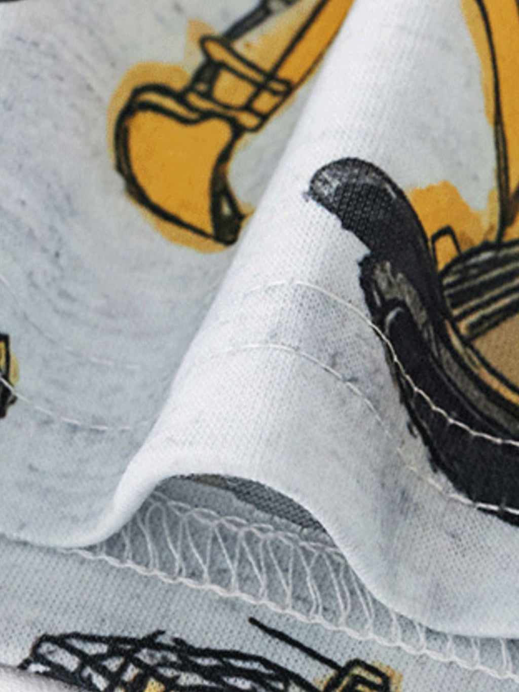 Children's Construction Vehicle Print Round Neck Tee and Shorts Set