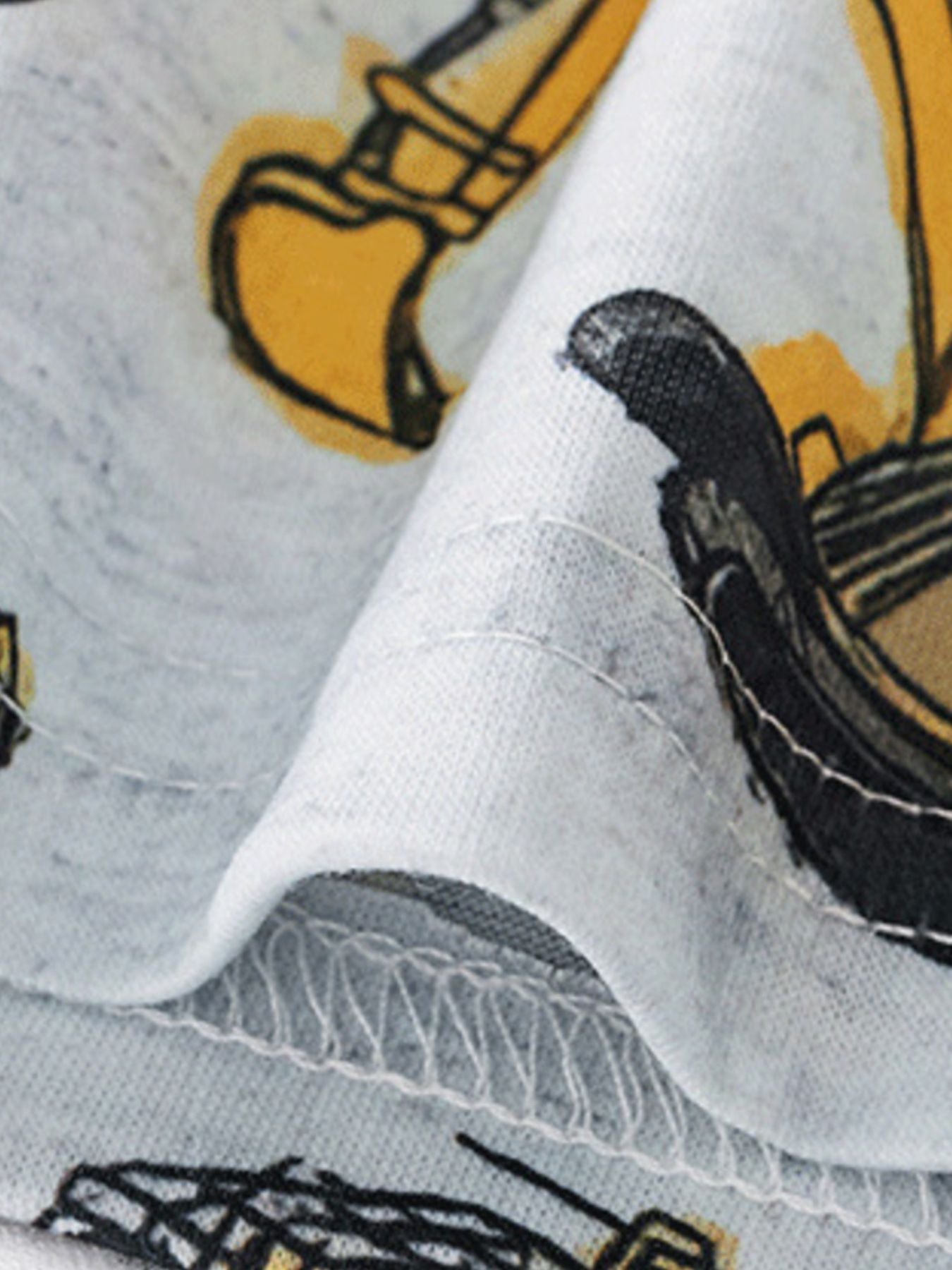 Children's Construction Vehicle Print Round Neck Tee and Shorts Set